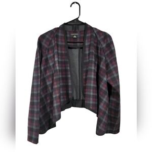 Periphery Women's Plaid Knit Long-Sleeved Blazer Sz M